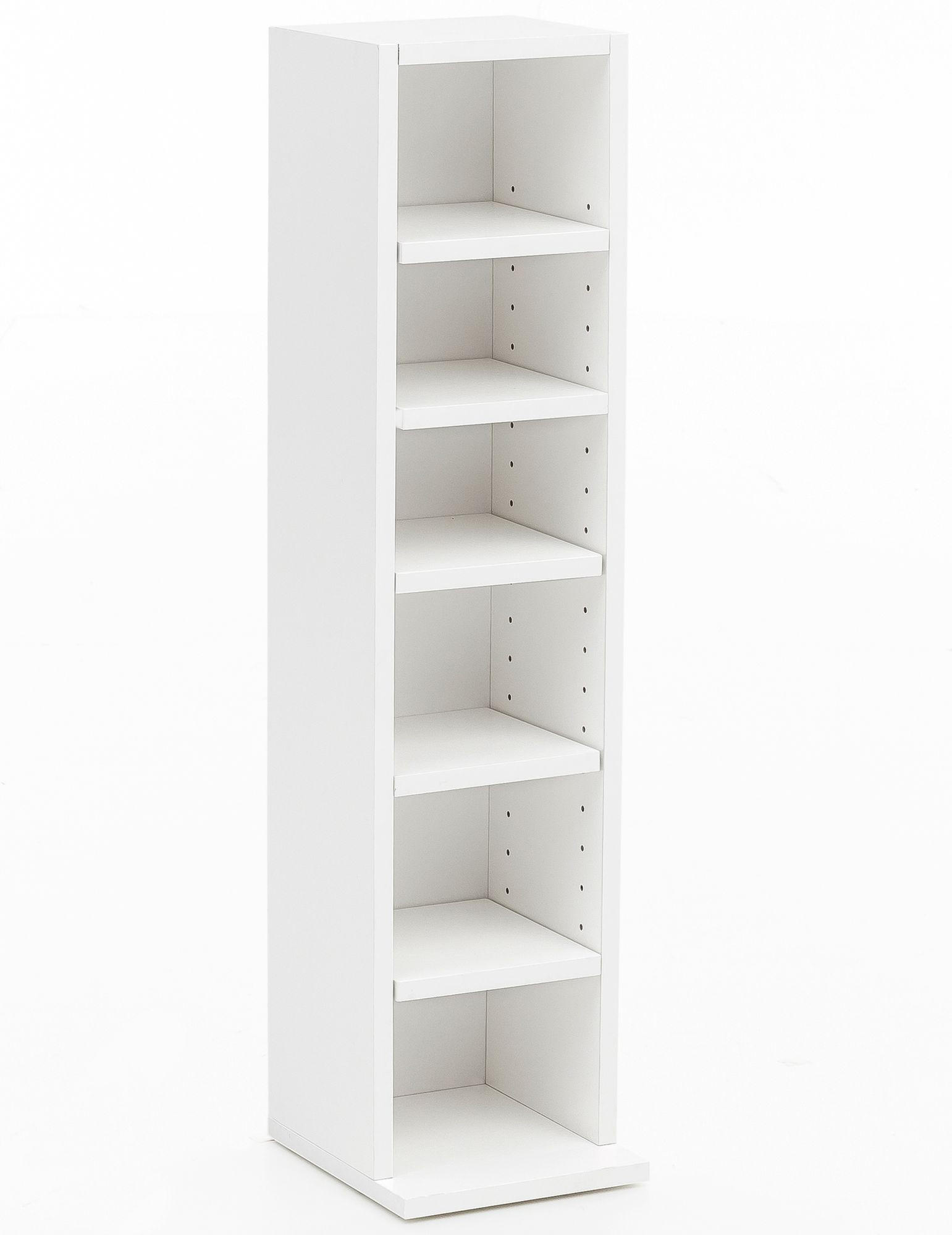 WANDREGAL – 6 Fächer, weiß, schmal, freistehend, 21x91x25,5 cm - Weiß, Holz (21/91/20cm) - KADIMA DESIGN