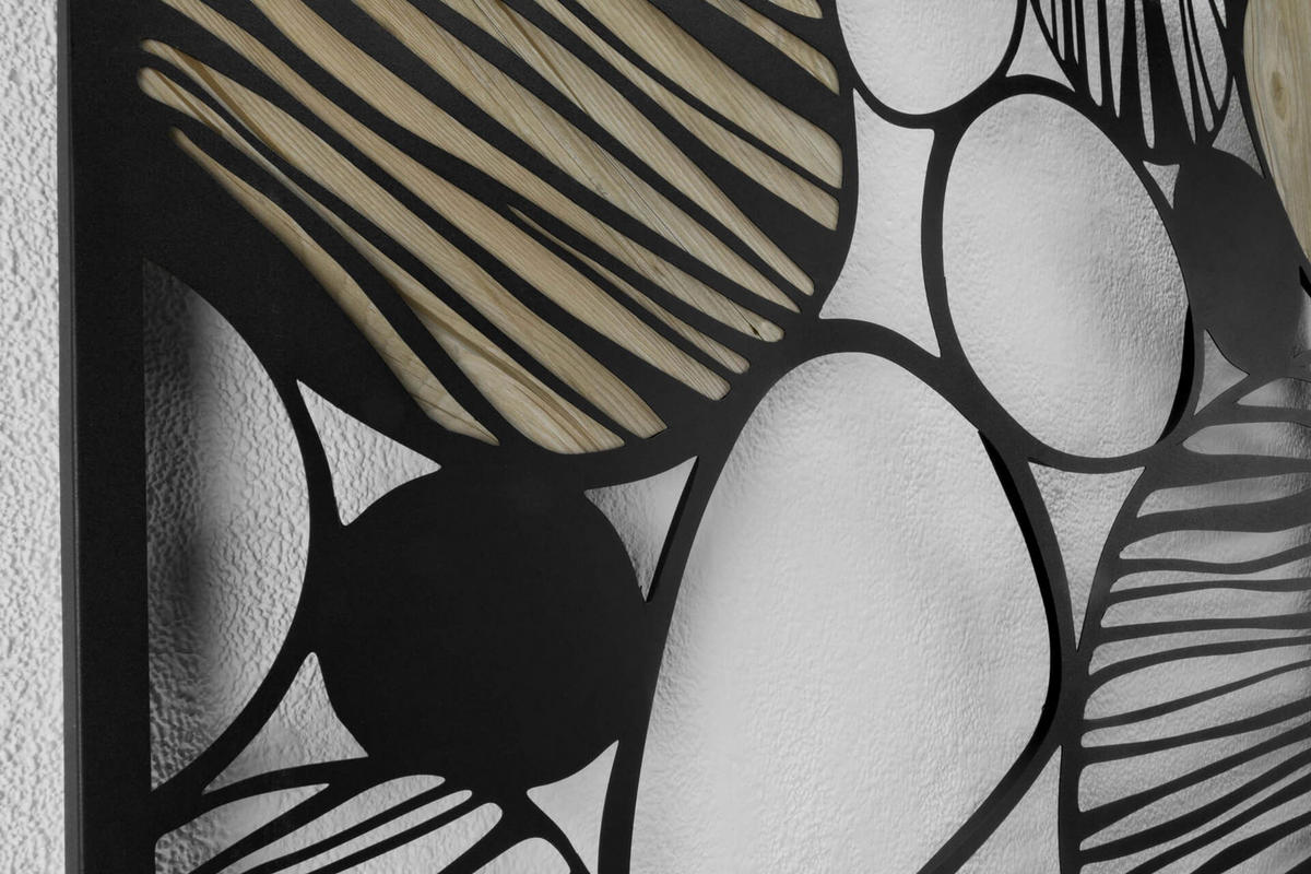 WANDDEKO Schwarz 78/78 cm - Schwarz, Metall (3.7/78/3cm) - KUNSTLOFT