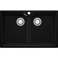 SPÜLBECKEN Madrid Twin, 2-er set Schwarz 78/50 cm 2 Becken + Ablauf-Set ab 80er Unterschrank - Chromfarben/Schwarz, Kunststoff (78/19/50cm) - Primagran