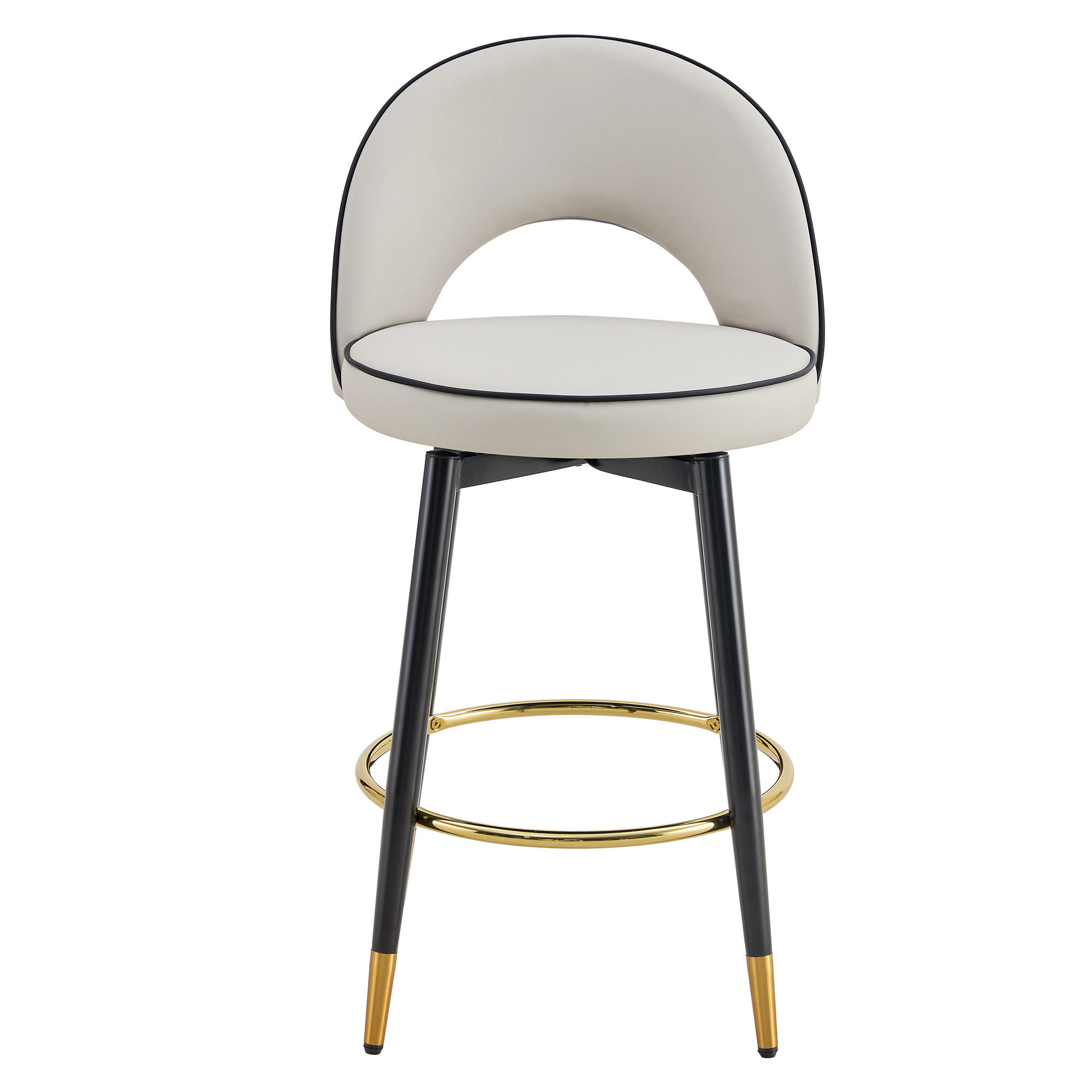 BARHOCKER 2er-Set Grau 360° drehbar mit Rückenlehne und PU-Leder - Grau, Metall (44/91.5/44cm) - PANGIVO