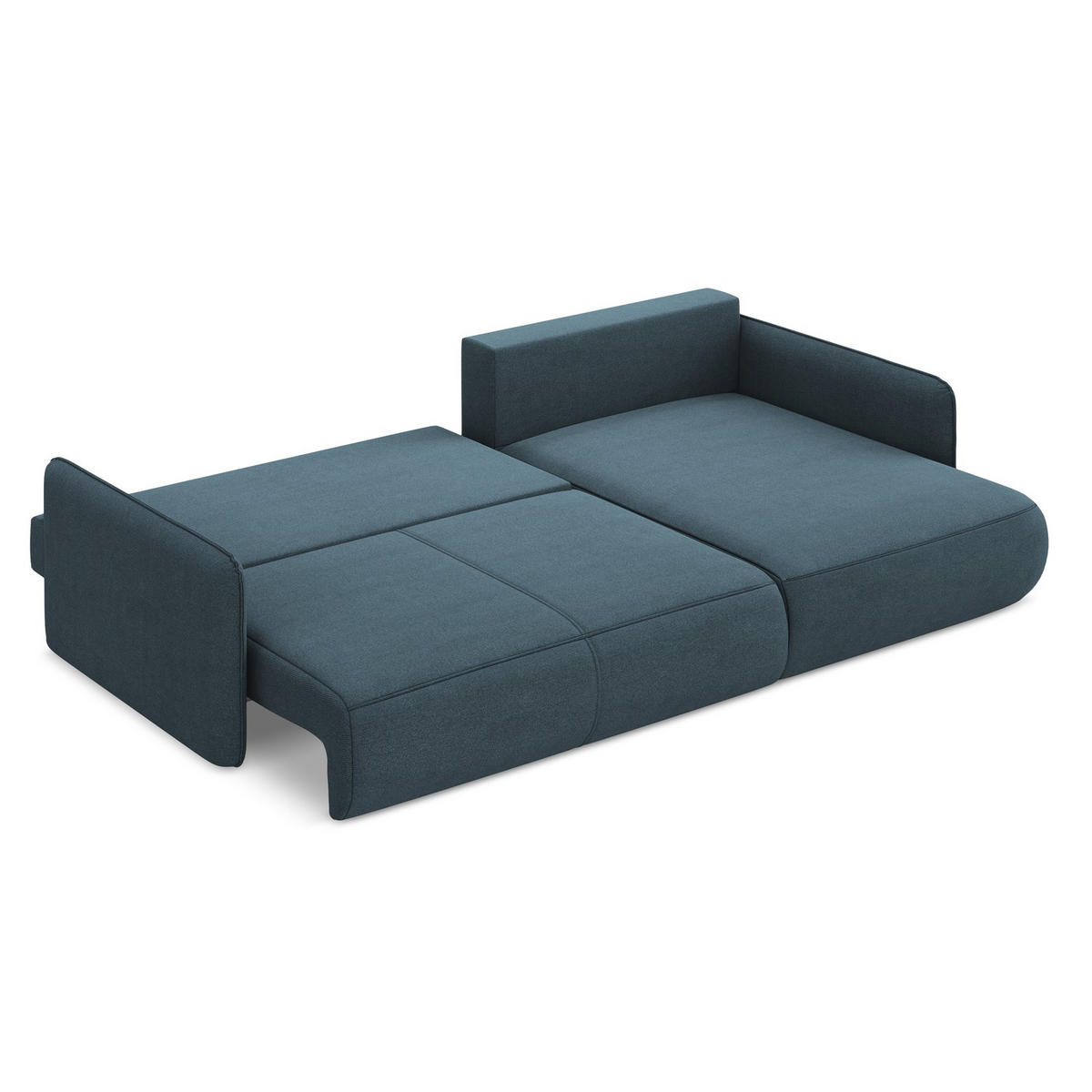 ECKSOFA mit Schlaffunktion Strukturstoff Stoff Blau - Blau/Blaugrau, Kunststoff/Textil (240/148cm) - LaMiaSofa