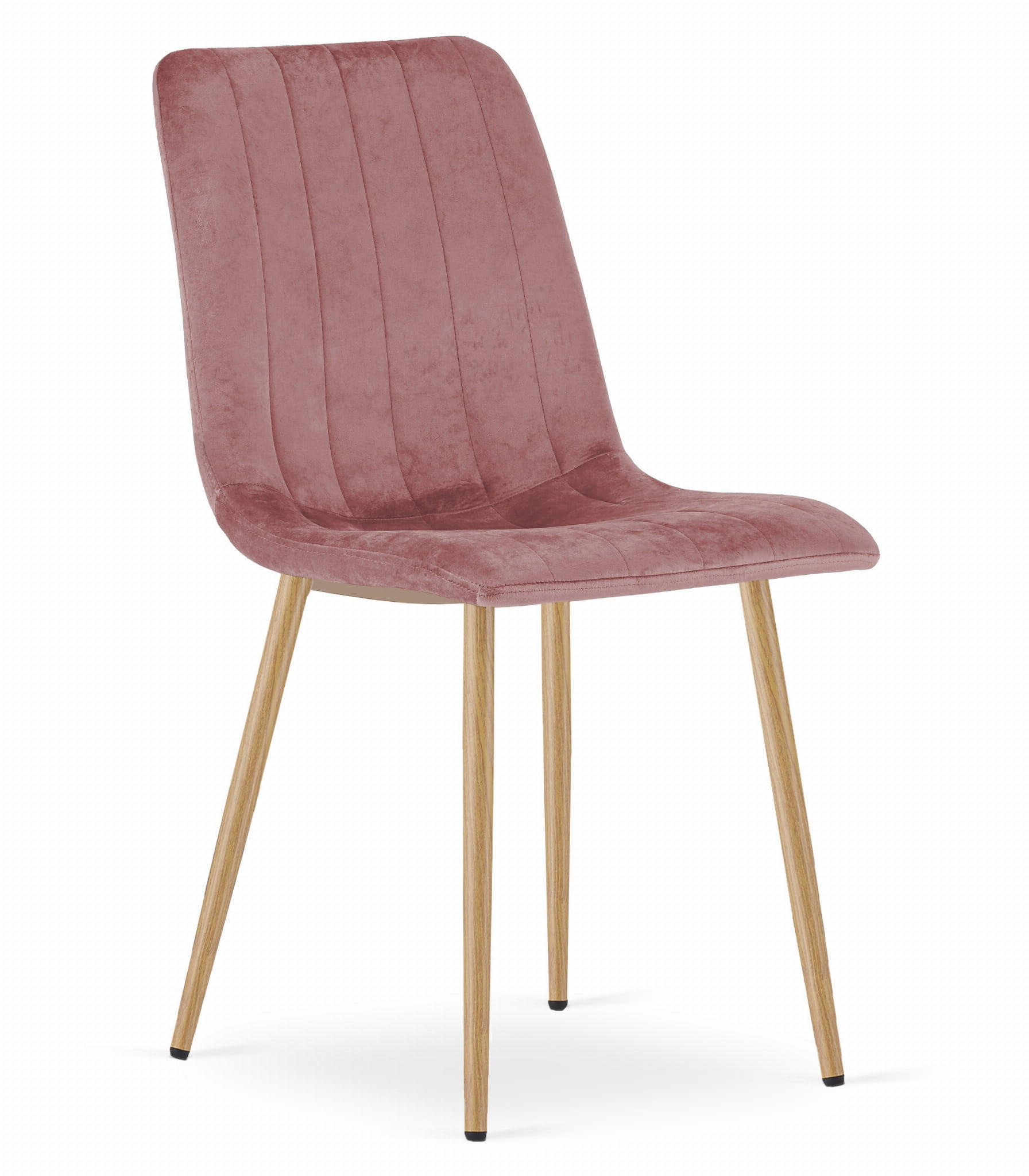 STUHL ORSARA 1 Stück, Rosa, Metallbeine in Holzfarbe, mit Samtstoff gepolstert - Rosa, Textil/Metall (43/90/51cm) - Komodee