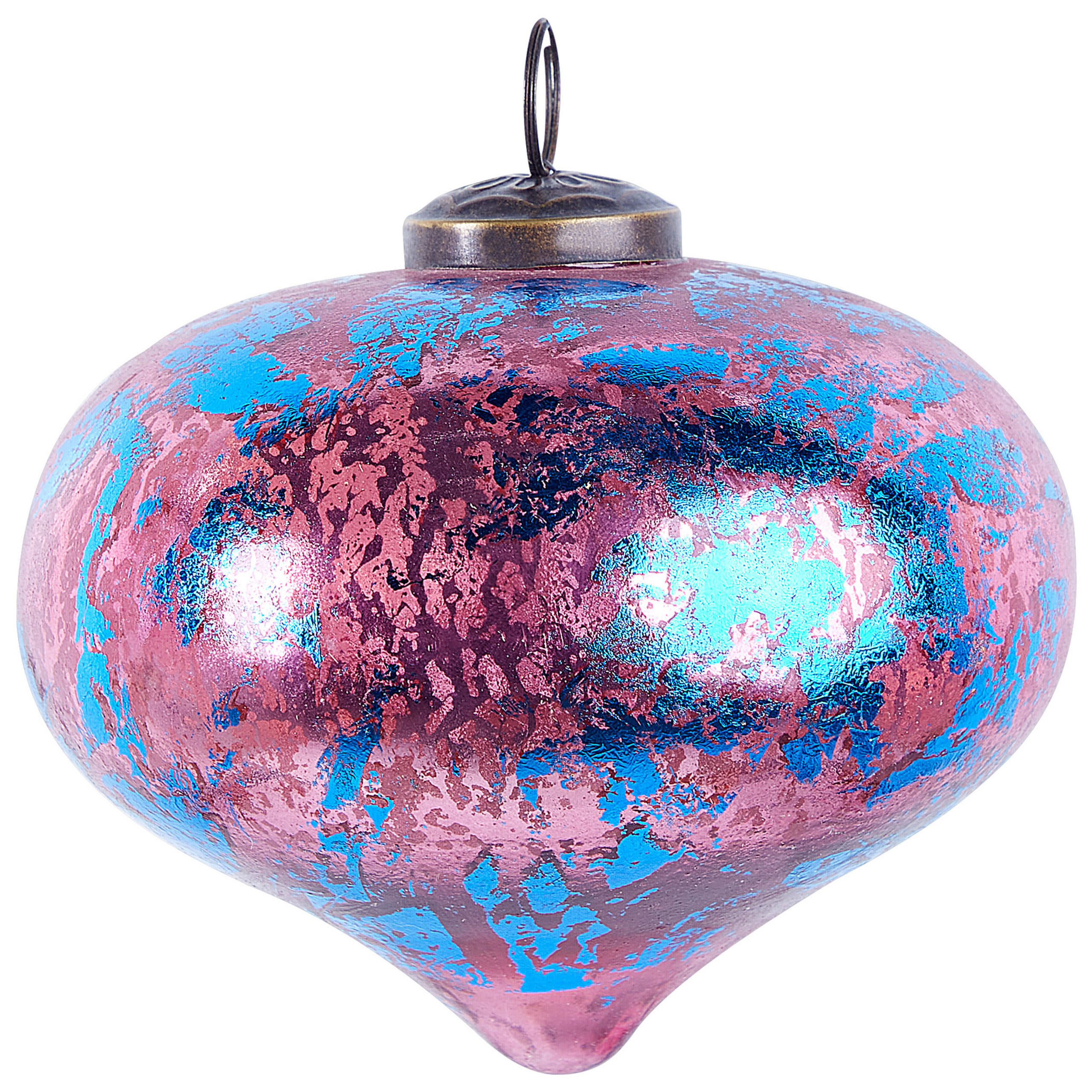 WEIHNACHTSBAUMKUGELN 9/11/16 cm Rosa Astrale - Blau/Rosa, Glas (15/9/15cm) - Beliani