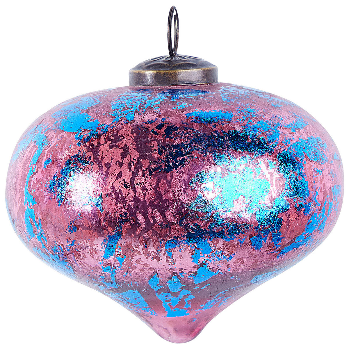 WEIHNACHTSBAUMKUGELN 9/11/16 cm Rosa Astrale - Blau/Rosa, Glas (15/9/15cm) - Beliani