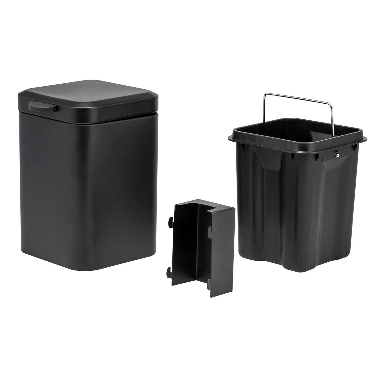 WAND-KOSMETIKEIMER 3 Liter, schwarz - Schwarz, Metall (16/24/23cm) - bremermann