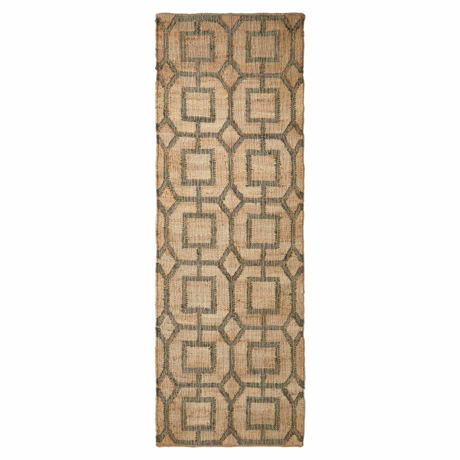 JUTETEPPICH-LÄUFER Tiran geometrisch gemustert 66/200 cm - Grau, Naturmaterialien (66/200cm) - Homescapes