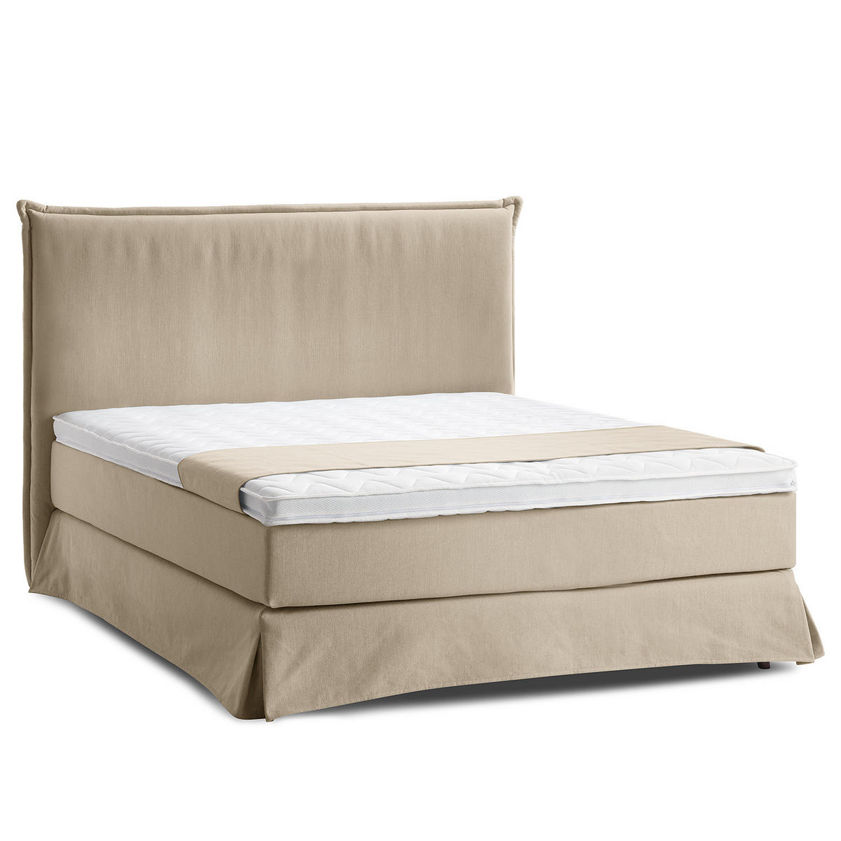 BOXSPRINGBETT mit Husse - Schlammfarben, Textil (160/200cm) - home24