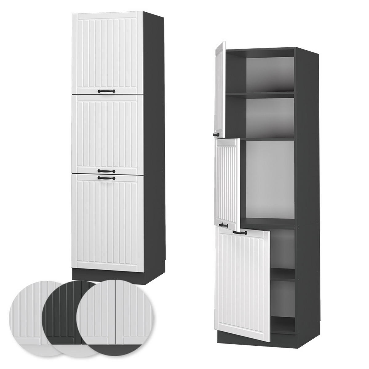 HERDUMBAUSCHRANK Fame-Line Weiß Landhaus 60 cm - Anthrazit/Weiß, Holzwerkstoff (60/206.8/58cm) - Vicco