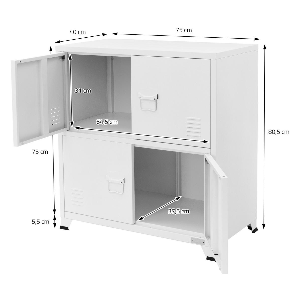 AKTENSCHRANK - Weiß, Metall (40/80.5/75cm) - ML-DESIGN