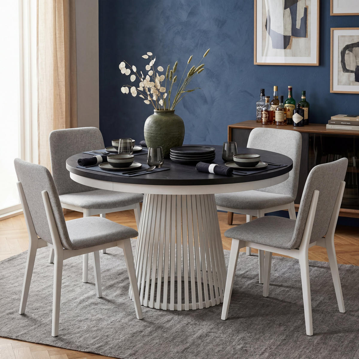 ESSTISCH TRAVIS Ausziehbar 100 - 180 / 100 x 76,6 cm - Schwarz/Weiß, Holz (100/100/76.6cm) - MASSENO