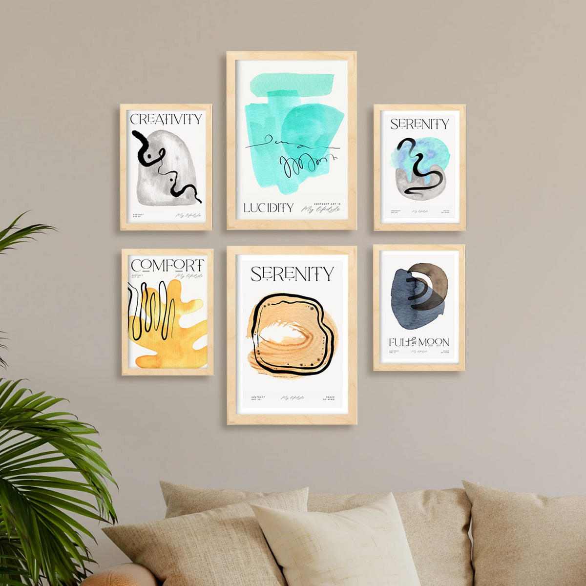 POSTER Set Mit 6 Abstrakte Grundlage A3 & A4 Rahmenlos - Klar, Papier (29/3cm) - Nacnic