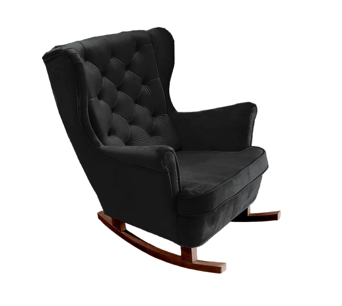 SCHAUKELSESSEL mit gepolstertem Sitz und Armlehnen, 102x81x95 cm, Schwarz_29861 - Schwarz/Braun, Holz/Textil (81/102/95cm) - DomoHome