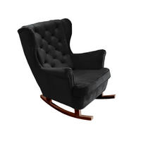 SCHAUKELSESSEL mit gepolstertem Sitz und Armlehnen, 102x81x95 cm, Schwarz_29861 - Schwarz/Braun, Holz/Textil (81/102/95cm) - DomoHome