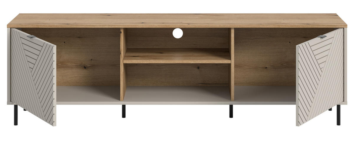 TV-LOWBOARD Kaschmir, Evoke Eiche 184 x 55 cm, TV Unterteil in modernem Design - Kaschmir/Eichefarben, Holzwerkstoff/Metall (184/55/40cm) - Inn.Furn