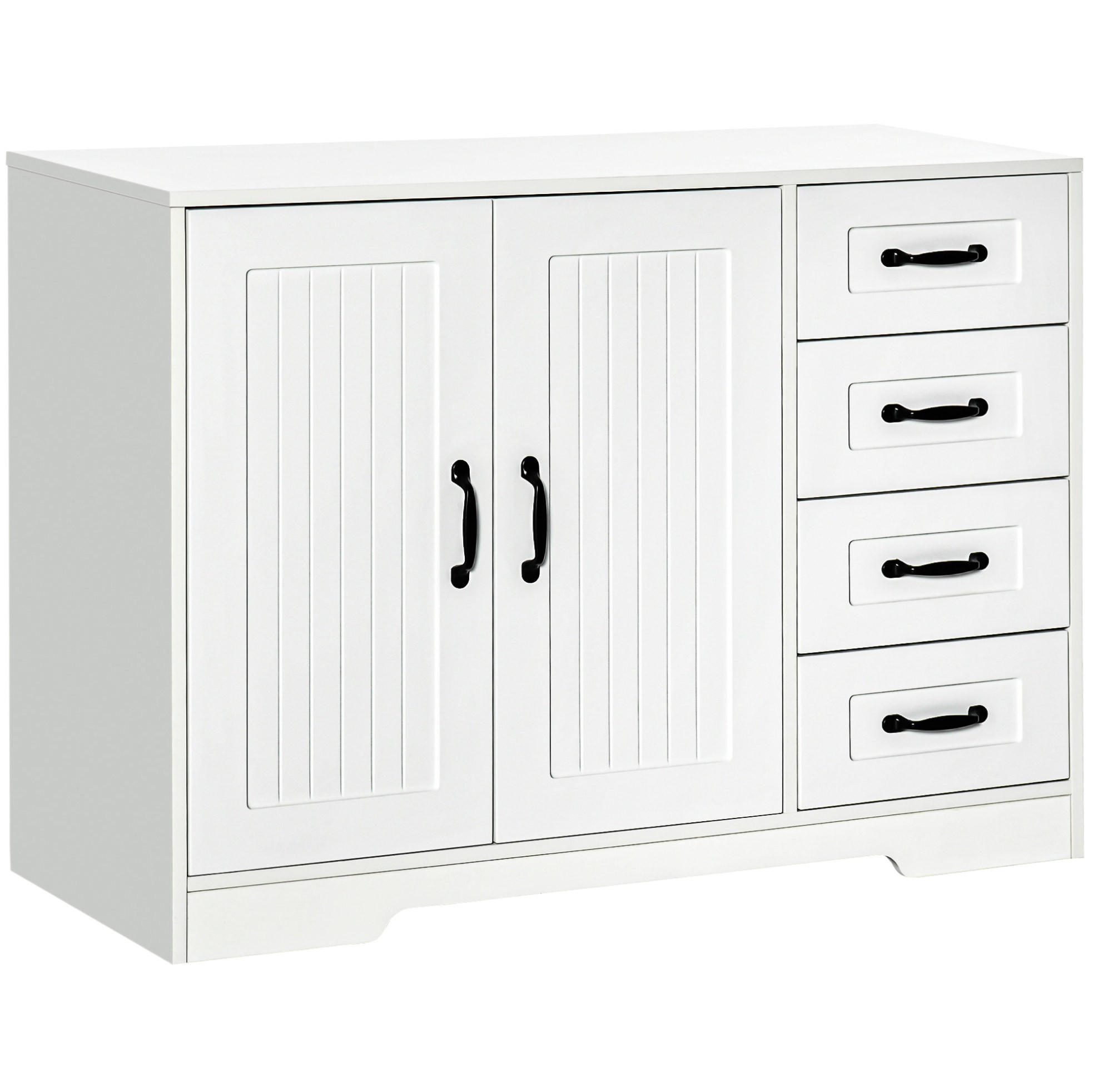 SIDEBOARD 105/40/76 cm weiß aus MDF mit 4 Schubladen - Weiß, Holzwerkstoff (105/76/40cm) - OKWISH
