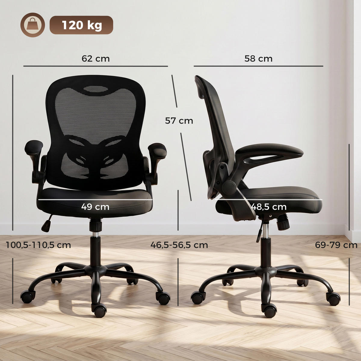 DREHSTUHL PANG-K8N4V2 Schwarz - Schwarz, Kunststoff (58/110.5/62cm) - PANGIVO