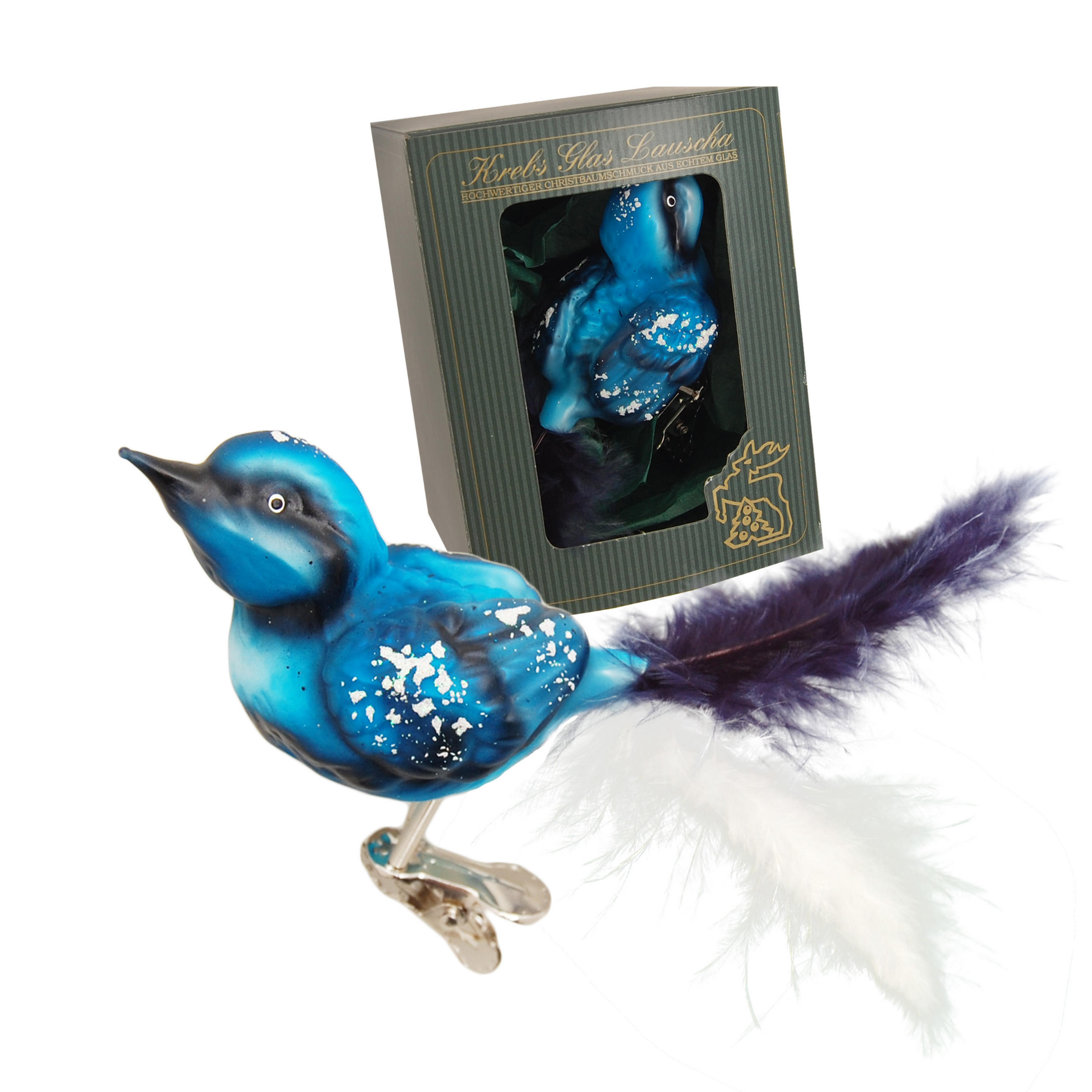 Krebs Glas Lauscha Christbaumschmuck Blau 2x5x6 cm
