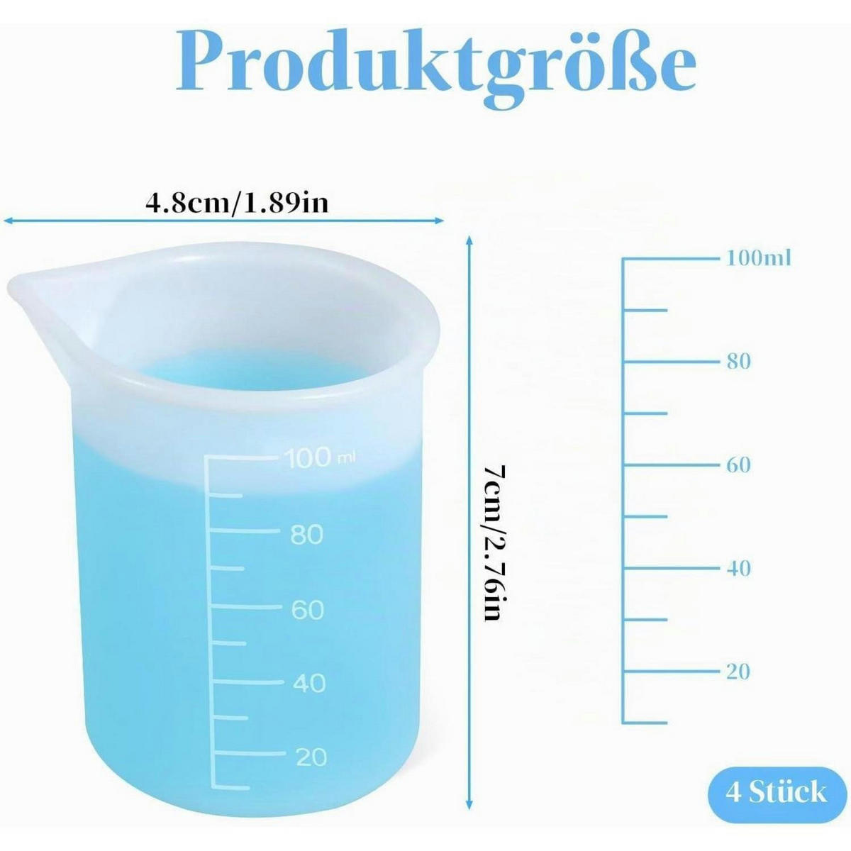 MESSBECHER 4er-Set Silikon 100 ml - Transparent, Kunststoff (0.1L)