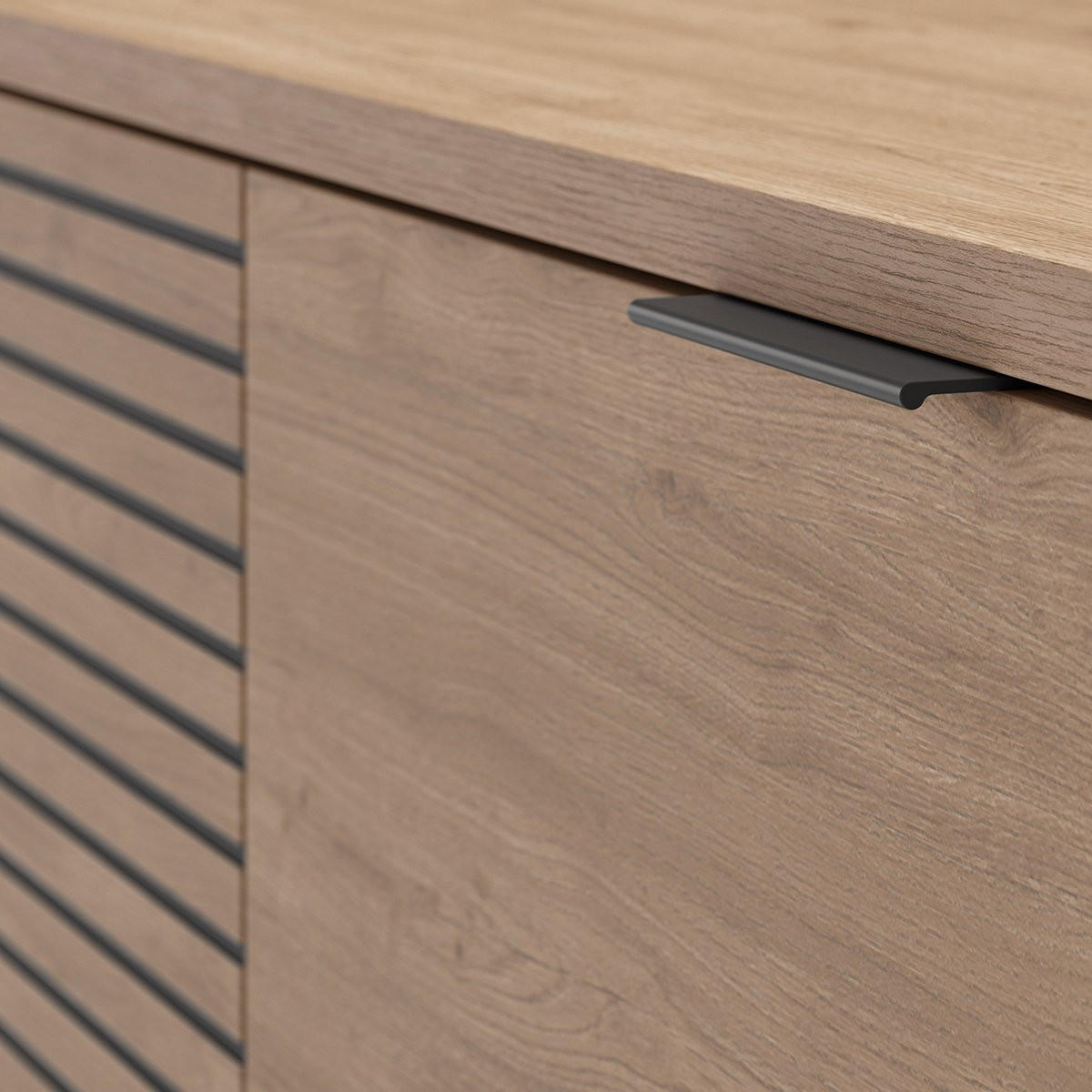 TV-MÖBEL mit 3 Schubladen und Metallfüßen Ariel - L180 cm - Beige, Holzwerkstoff (40/55/180cm) - Calicosy