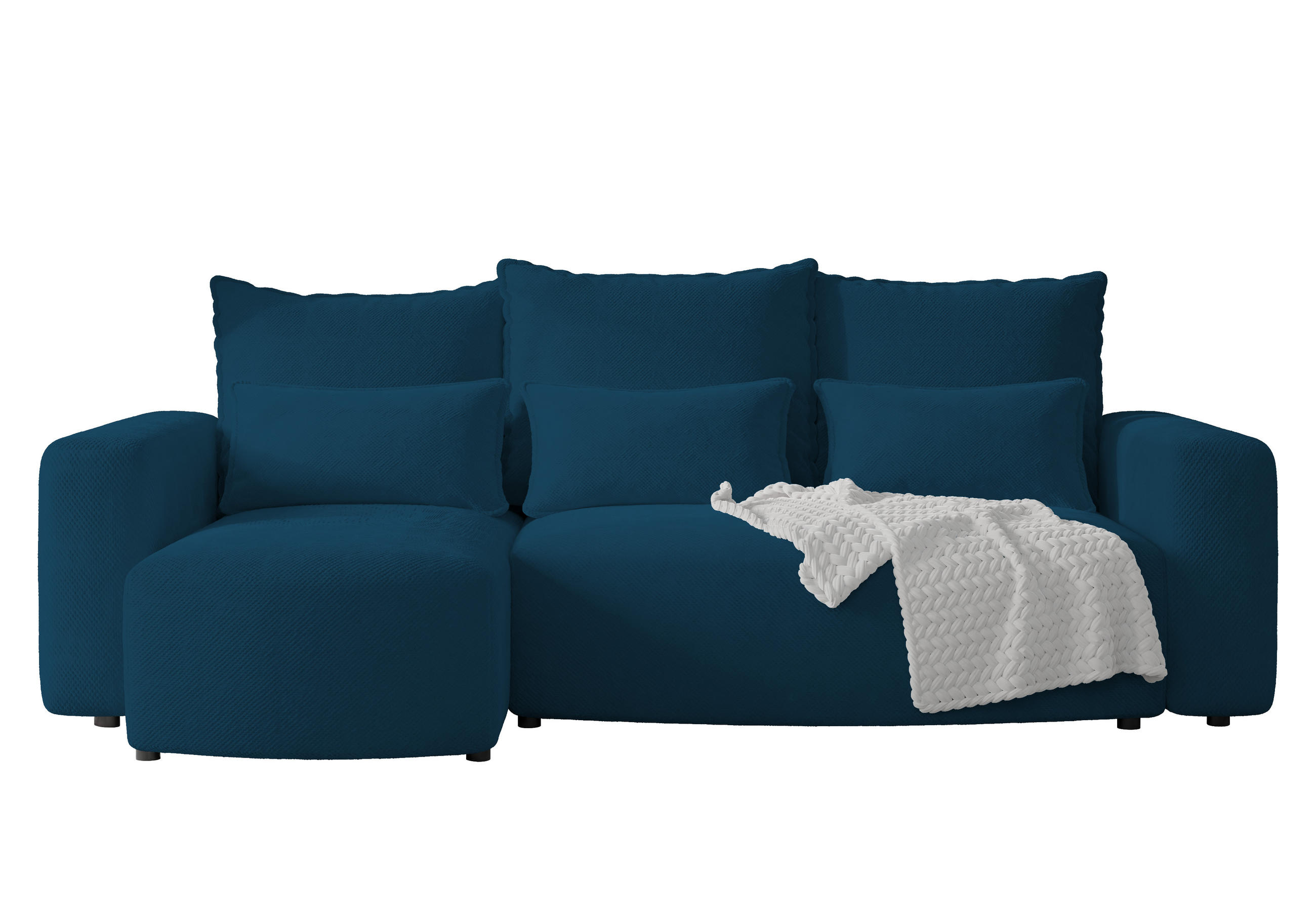 ECKSOFA Travis mit Bettkasten und Schlaffunktion, L-Form, Cord, Universal - Dunkelblau, Holzwerkstoff (248/148cm) - 4ALL HOME