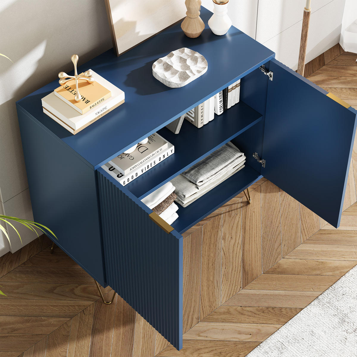 SIDEBOARD 80x40x78 cm 2 Türen Einlegeboden blau - Blau, Holz (80/78/40cm) - Fortuna Lai