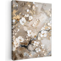 LEINWANDBILD Blumen - Weiß - Gold - Beige - Luxus Room Decor 30x40 cm - Greige, Textil (30/40cm) - MuchoWow