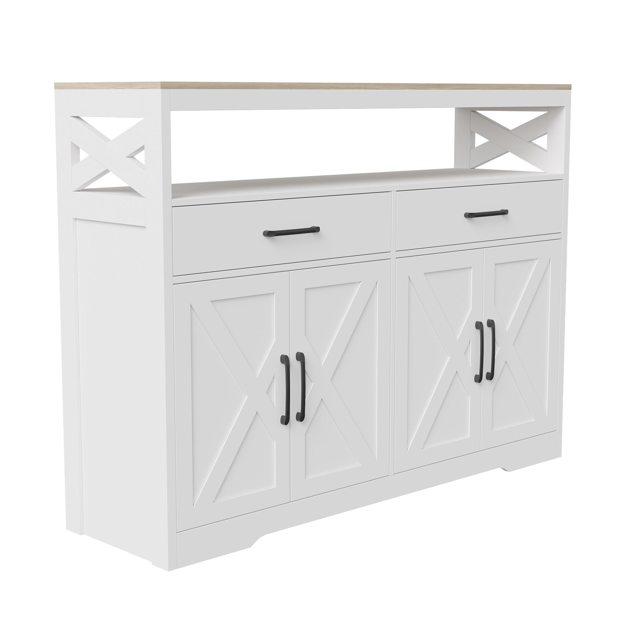 SIDEBOARD Modern mit 4 Türen & 2 Schubladen 140/40/105 cm Weiß/Eiche - Weiß, Holzwerkstoff (140/105/40cm) - Creahappy