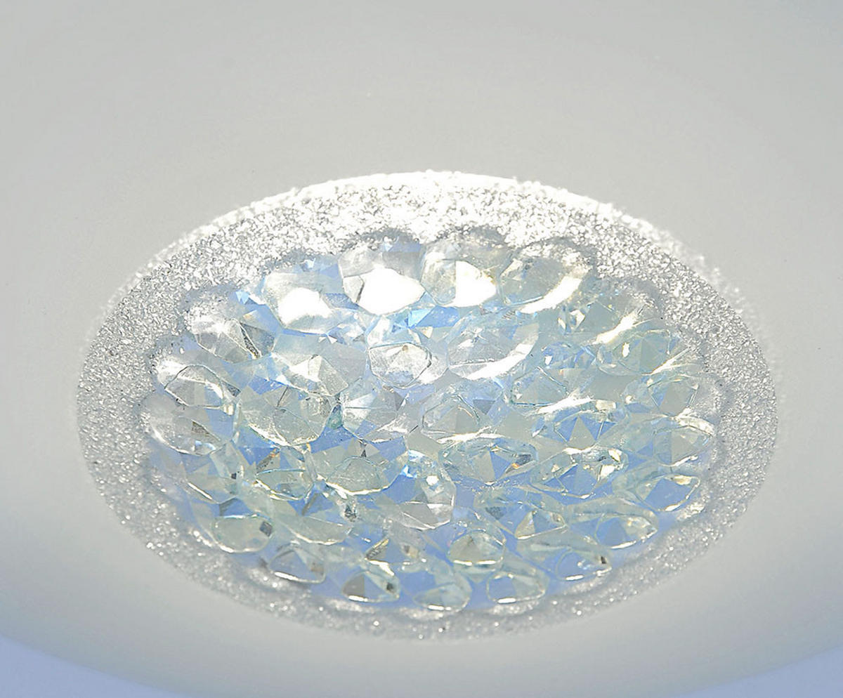 LED DECKENLEUCHTE Kristalloptik Weiß Glas - Weiß, Glas (25/25/9cm)