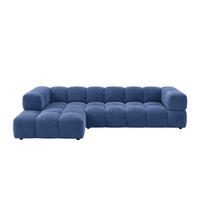 ECKSOFA L-Form, Veloursstoff Bluvel, Tintenblau, Links, Averro XL - Blau, Holz (320/150cm) - Kaiser Möbel