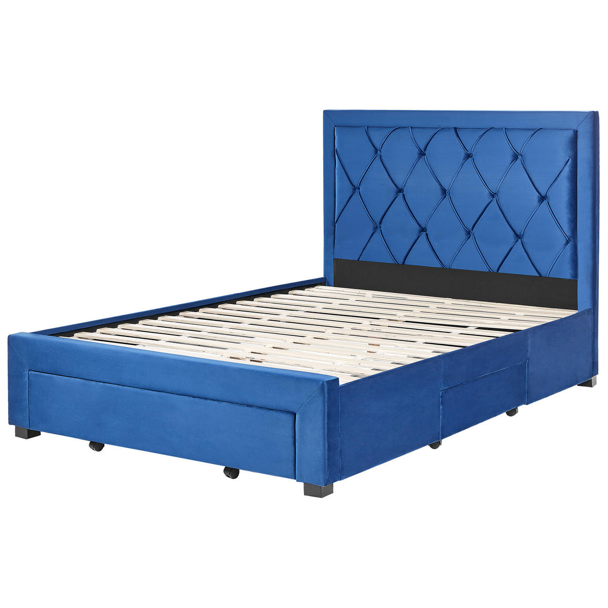 POLSTERBETT 140/200cm Marineblau Lievin - Blau, Textil (140/200cm) - Beliani