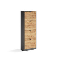SCHUHKIPPER Gizmo, Goldkraft Eiche/Anthrazit, 59 x 146.6 cm mit 4 Fächern - Honigeiche/Anthrazit, Holzwerkstoff (59/146.6/22cm) - Vicco