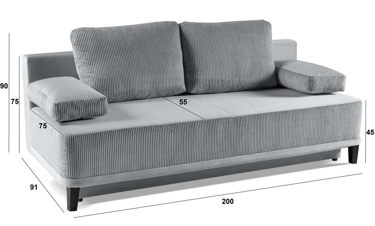 SCHLAFSOFA Rosso, Hellbraun, Kord-Stoff - Braun, Textil (200/90/91cm) - Bettso