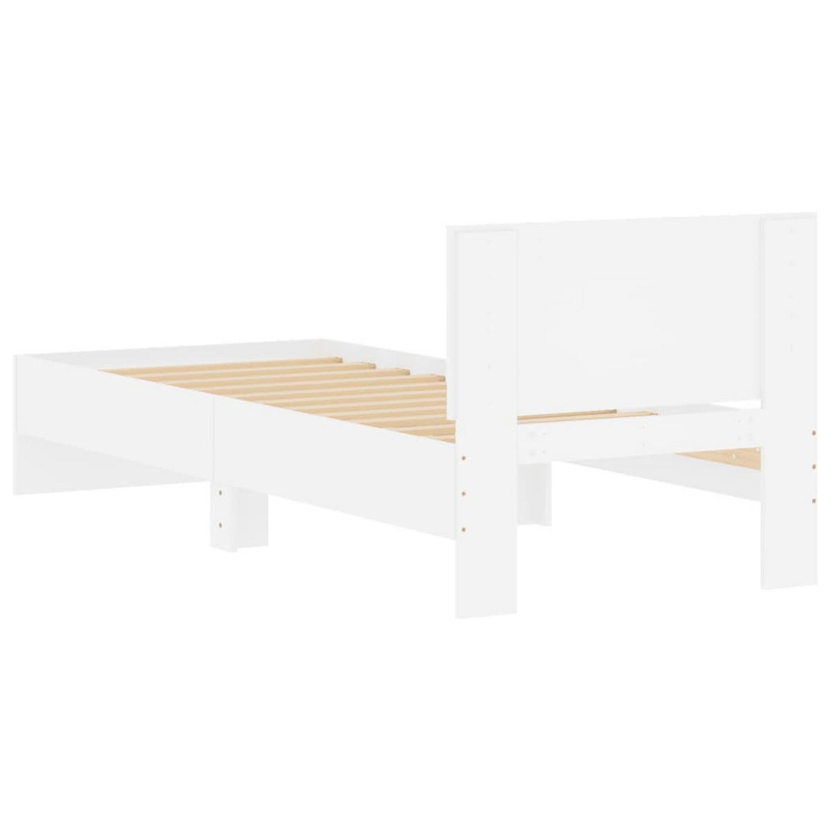 BETTGESTELL Mit Kopfteil Weiss 90/200 Cm Holzwerkstoff - Weiß, Holzwerkstoff (90/200cm) - vidaXL