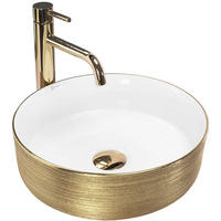 AUFSATZWASCHBECKEN Rea Sami White Brush Gold - Goldfarben, Keramik (36/11.5/36cm) - REA