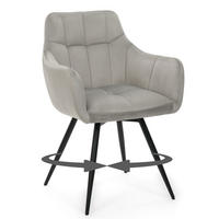 STUHL FANO drehbar gepolsterter mit Steppung - hellgrau - Velour - Hellgrau/Schwarz, Textil/Metall (58/83/59cm) - NEW HOME