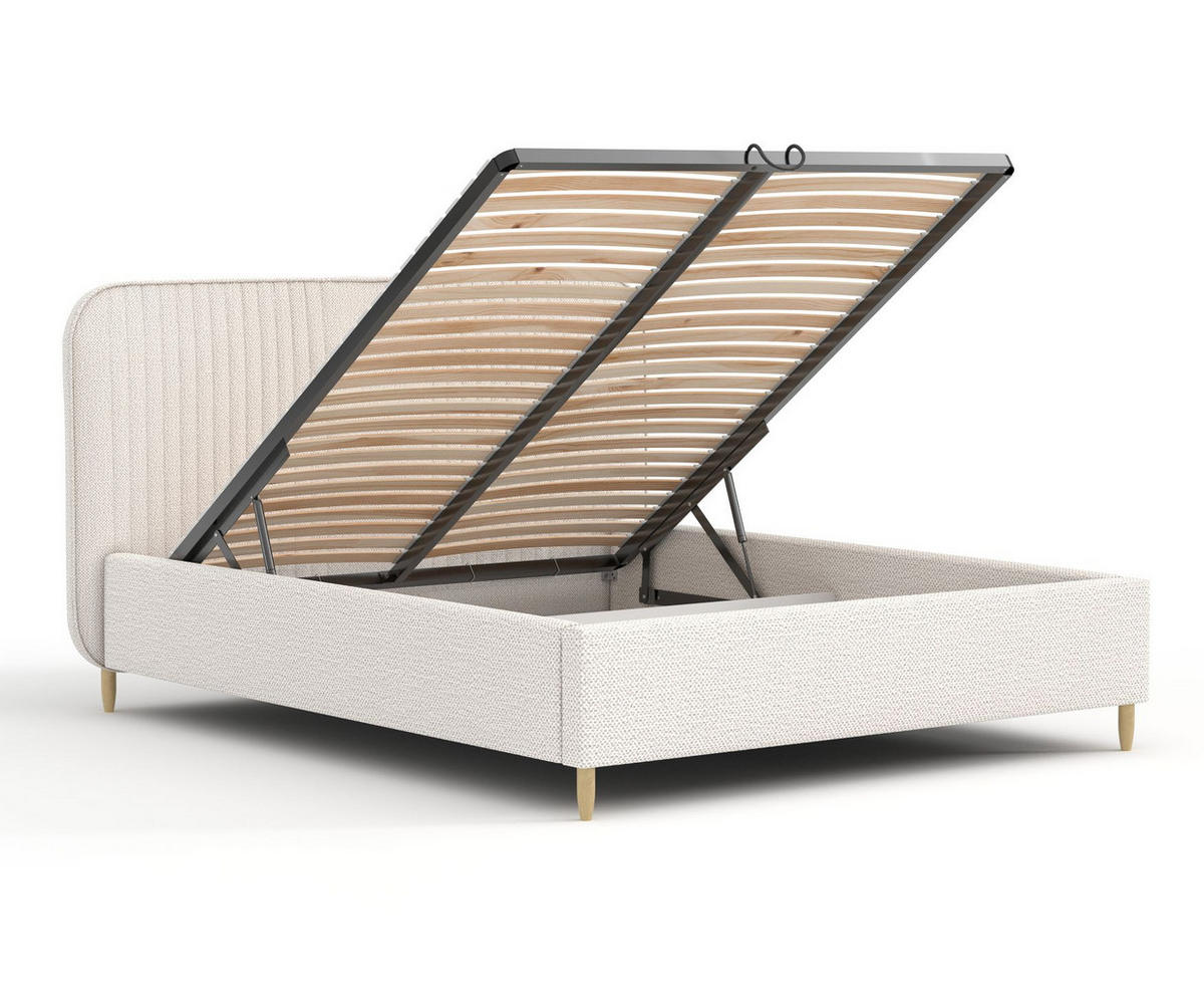 POLSTERBETT Livy Creme 160/200 cm im Chenille-Stoff - Creme/Naturfarben, Holz/Holzwerkstoff (160/200cm) - Maison de Reve