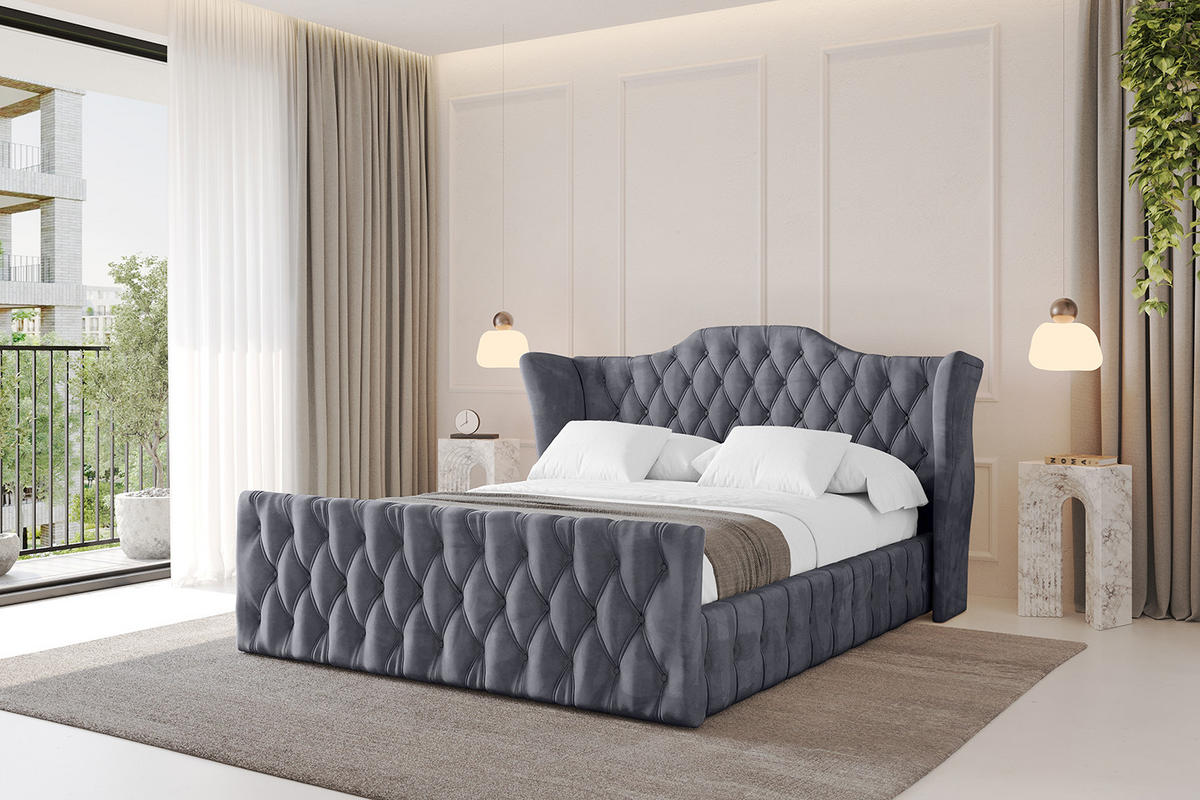 POLSTERBETT mit Bettkasten, Fußteil und Lattenrost, Boxbett ohne Matratze - MODY-Z 180x200 Dunkelgrau - Dunkelgrau, Holzwerkstoff/Textil (180/200cm) - ALTDECOR