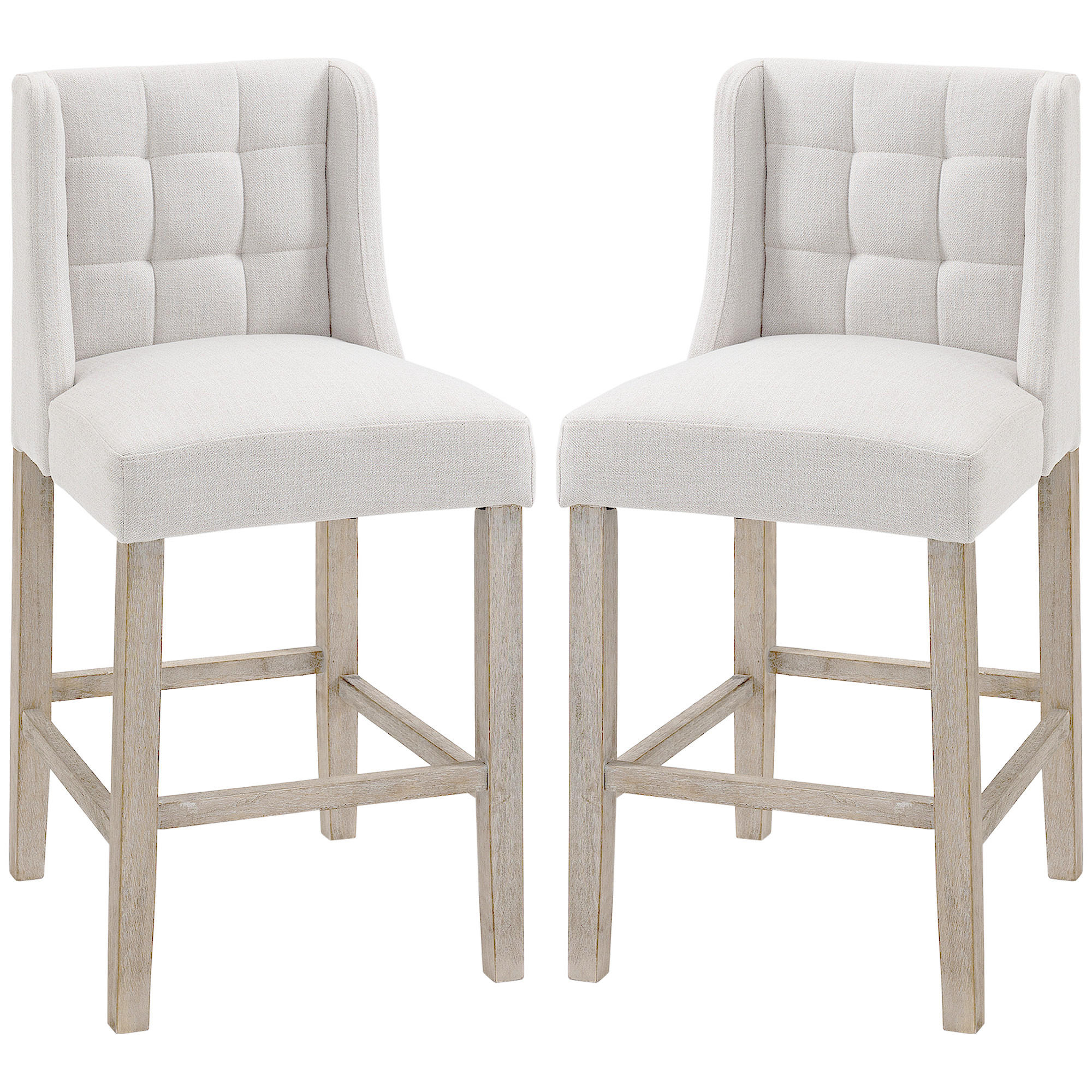 2ER-SET Barhocker moderne Küchenstühle Barstühle für Küche Leinen-Touch Holz - Beige/Weiß, Holz/Kunststoff (50/101/47cm) - HOMCOM