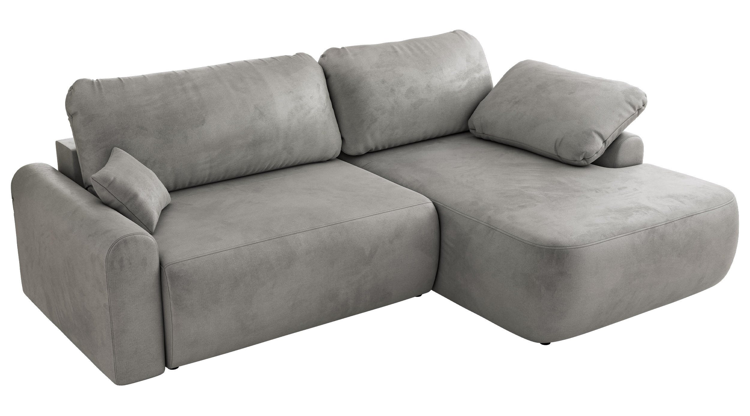 ECKSCHLAFSOFA CUBO L Hellgrau Velvet - rechts - Hellgrau/Schwarz, Kunststoff/Textil (187/273cm) - MKS