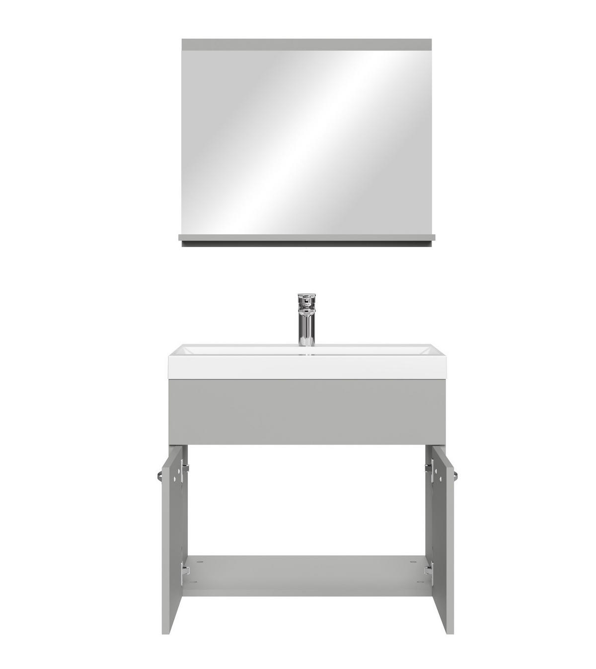 BADMÖBEL-SET Montreal 3 Teile Grau Matt - 60 x 35 x 51 cm - Grau, Holz (60/51/35cm) - Badplaats