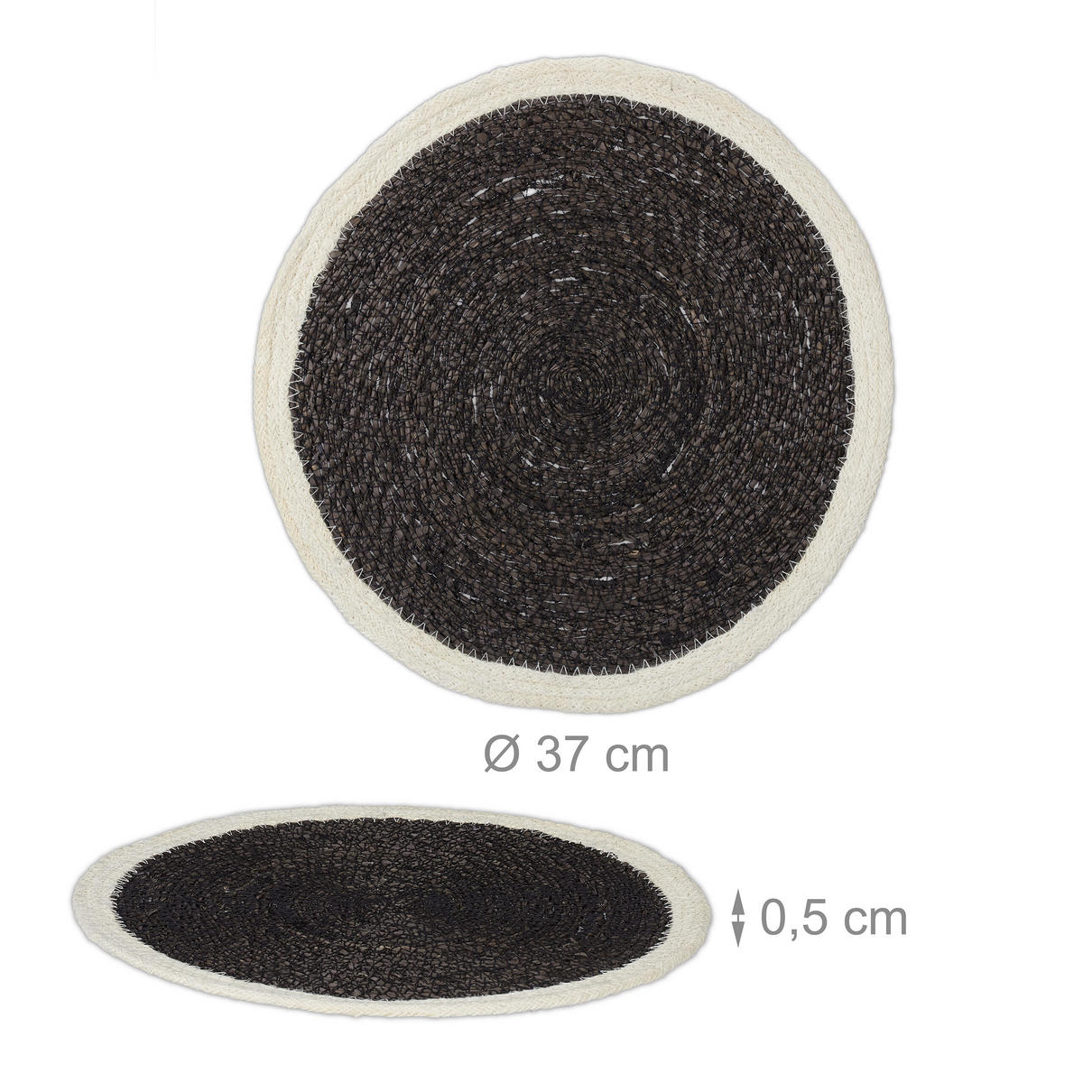 4-TLG.TISCHSET - Schwarz, Textil (37cm) - Relaxdays