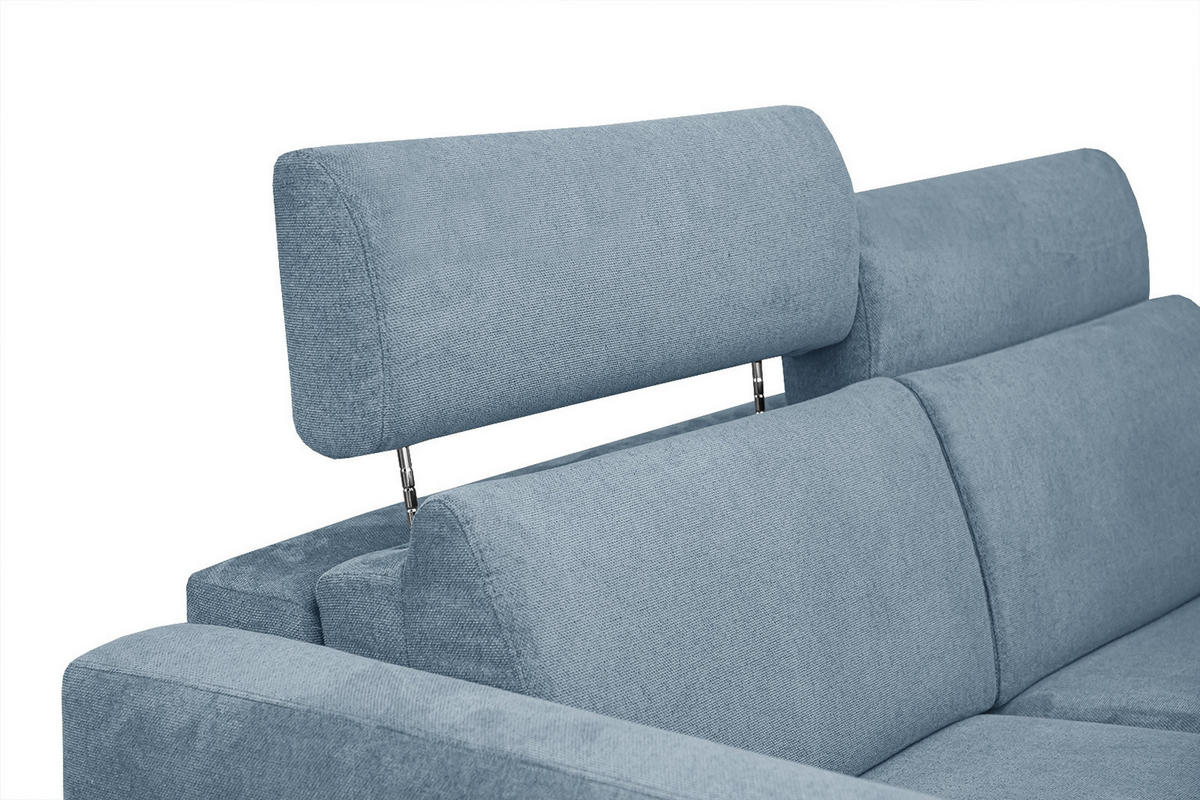 SOFA MEZO 3-Sitzer mit Schlaffunktion, blau - Blau/Schwarz, Holz/Textil (232/90/107cm) - Courtois Laville