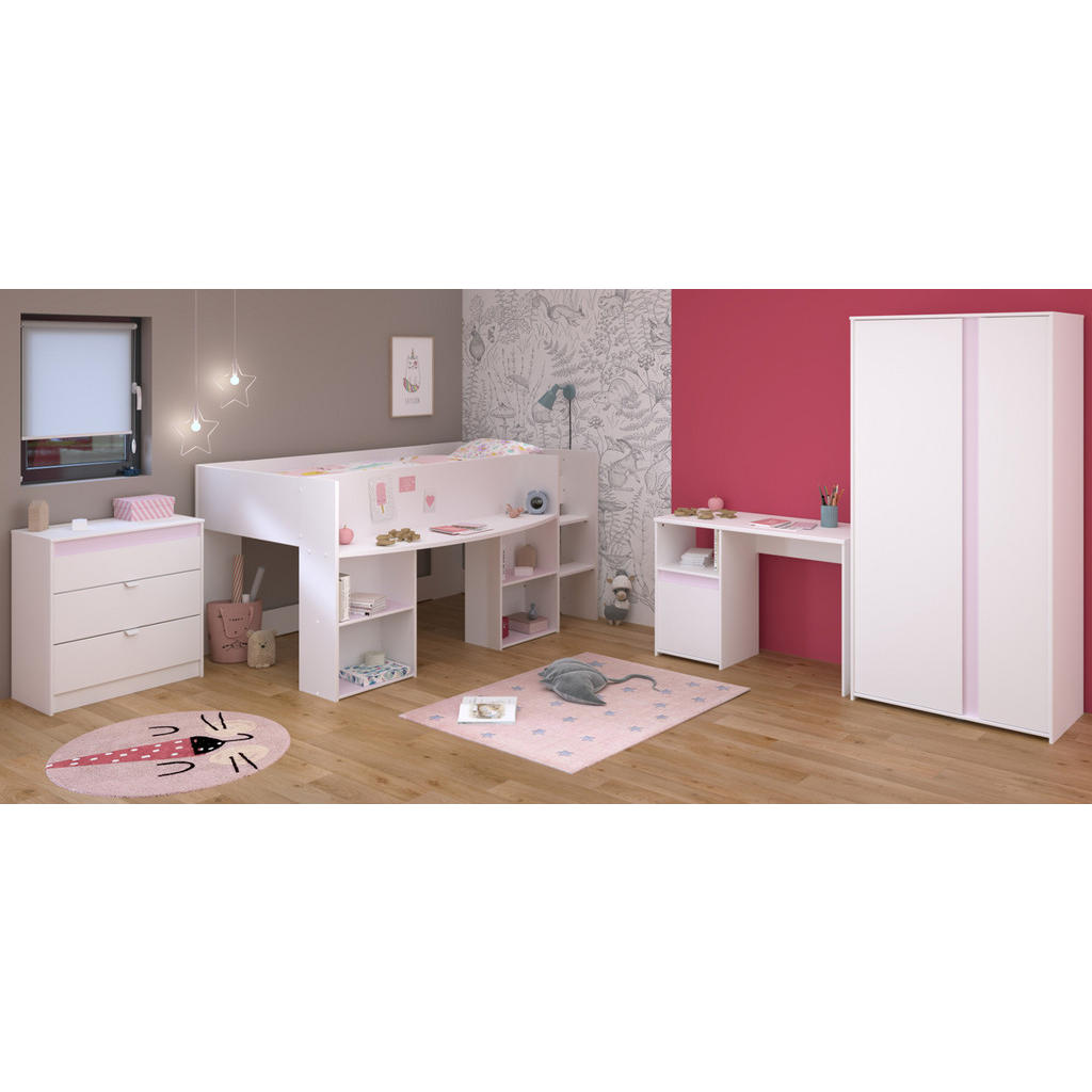 Thumbnail - Parisot Meuble Kinderzimmer, Weiß, Holzwerkstoff, Uni, 6 Fächer, 3 Schubladen, Rechteckig,Rechteckig, 203x182x132 cm, Ki...