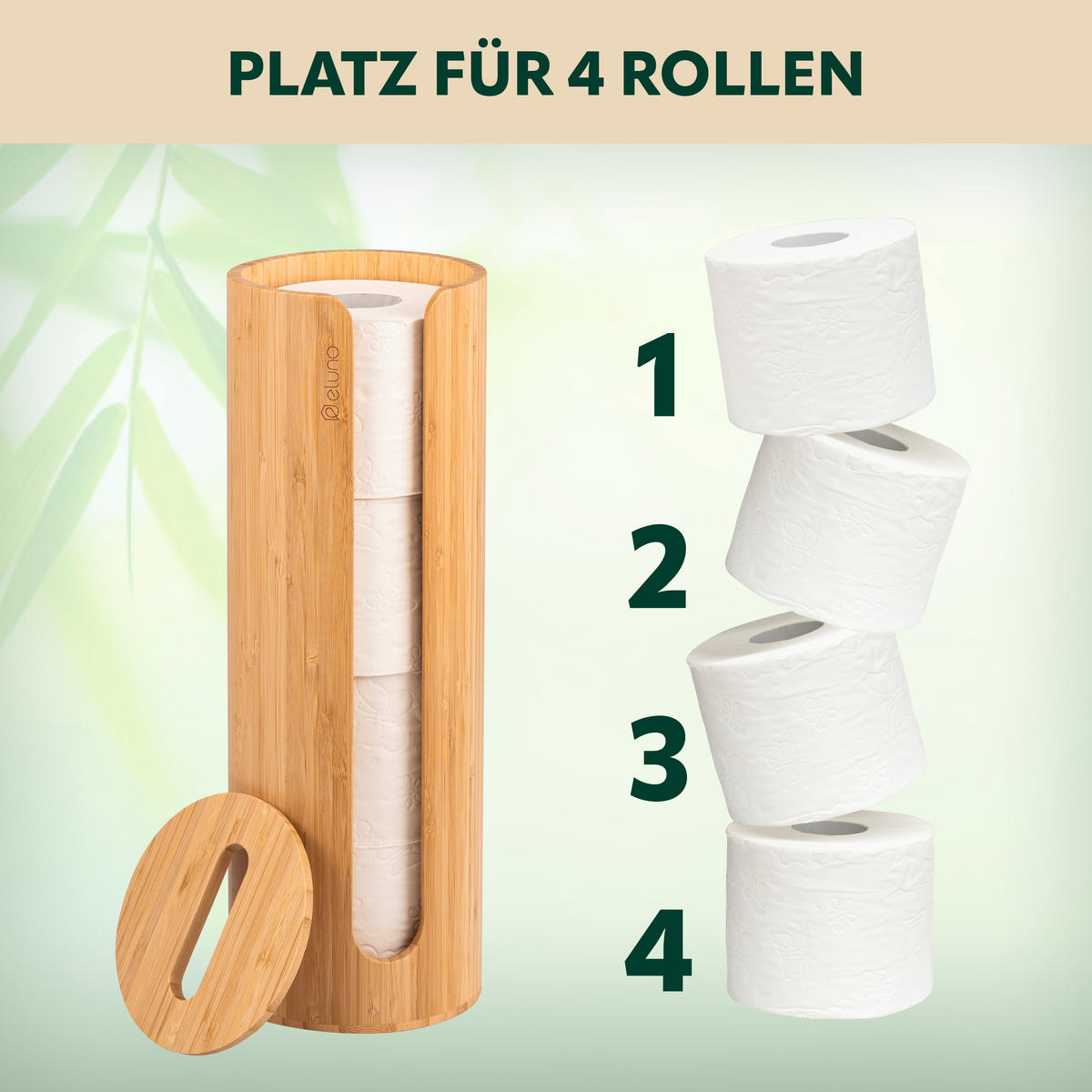 TOILETTENPAPIERAUFBEWAHRUNG, für 4 Rollen, Bambus - Braun, Holz (14.5/42/14.5cm) - eluno