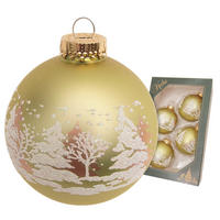 CHRISTBAUMKUGELN Winterwald Goldfarbig 7cm (Glas / 4 Stk.) - Goldfarben, Glas (7/7/7cm) - Krebs Glas Lauscha