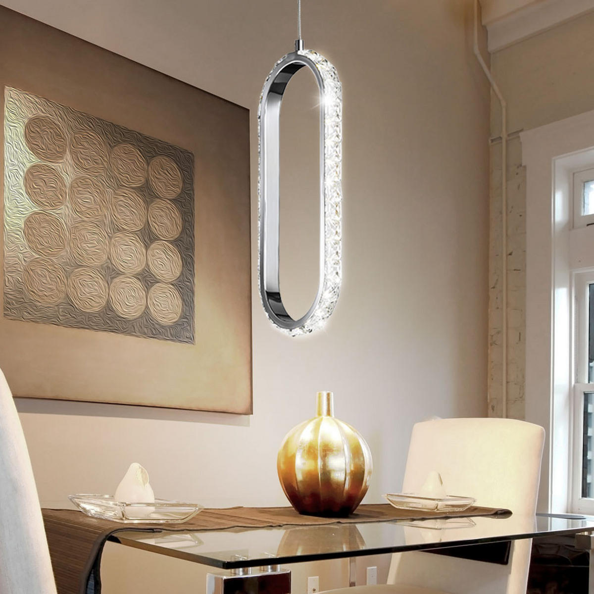 LED HÄNGELEUCHTE Chrom Silber Dimmbar 2er Set - Silberfarben, Metall (33.5/13/150cm)