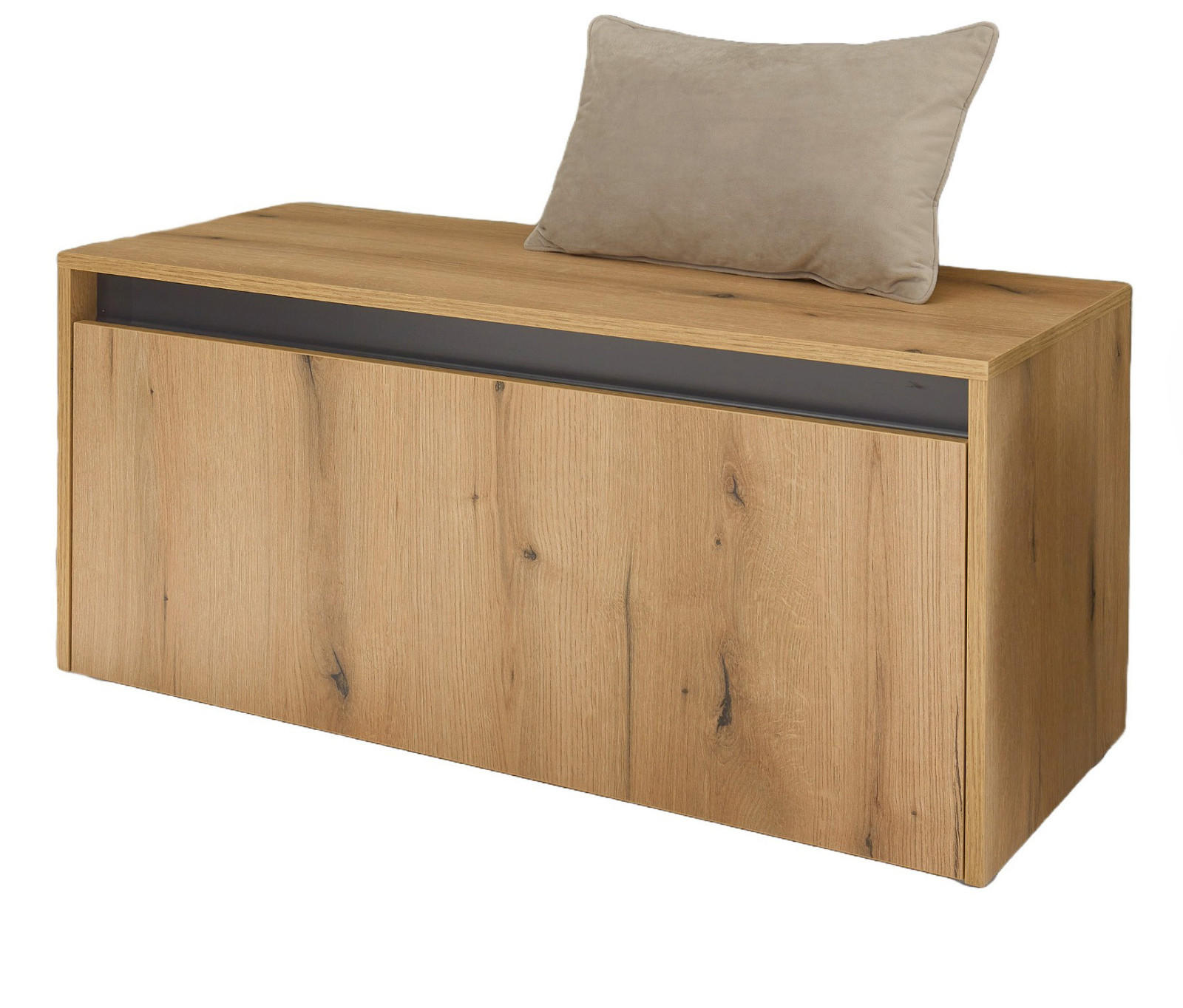 GARDEROBE Sitzbank in Evoke Eiche und grau Garderobenbank 100 cm Center - Eichefarben/Schwarz, Holzwerkstoff/Kunststoff (100/45/45cm) - Furn.Design