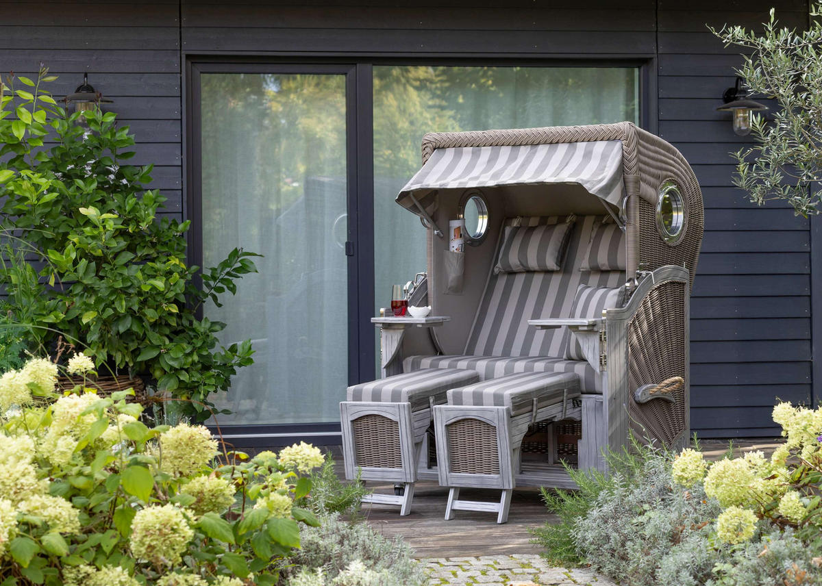 STRANDKORB Düne Koboo Grau Bullaugen - Braun/Grau, Metall (125/170/80cm) - Mr. Deko