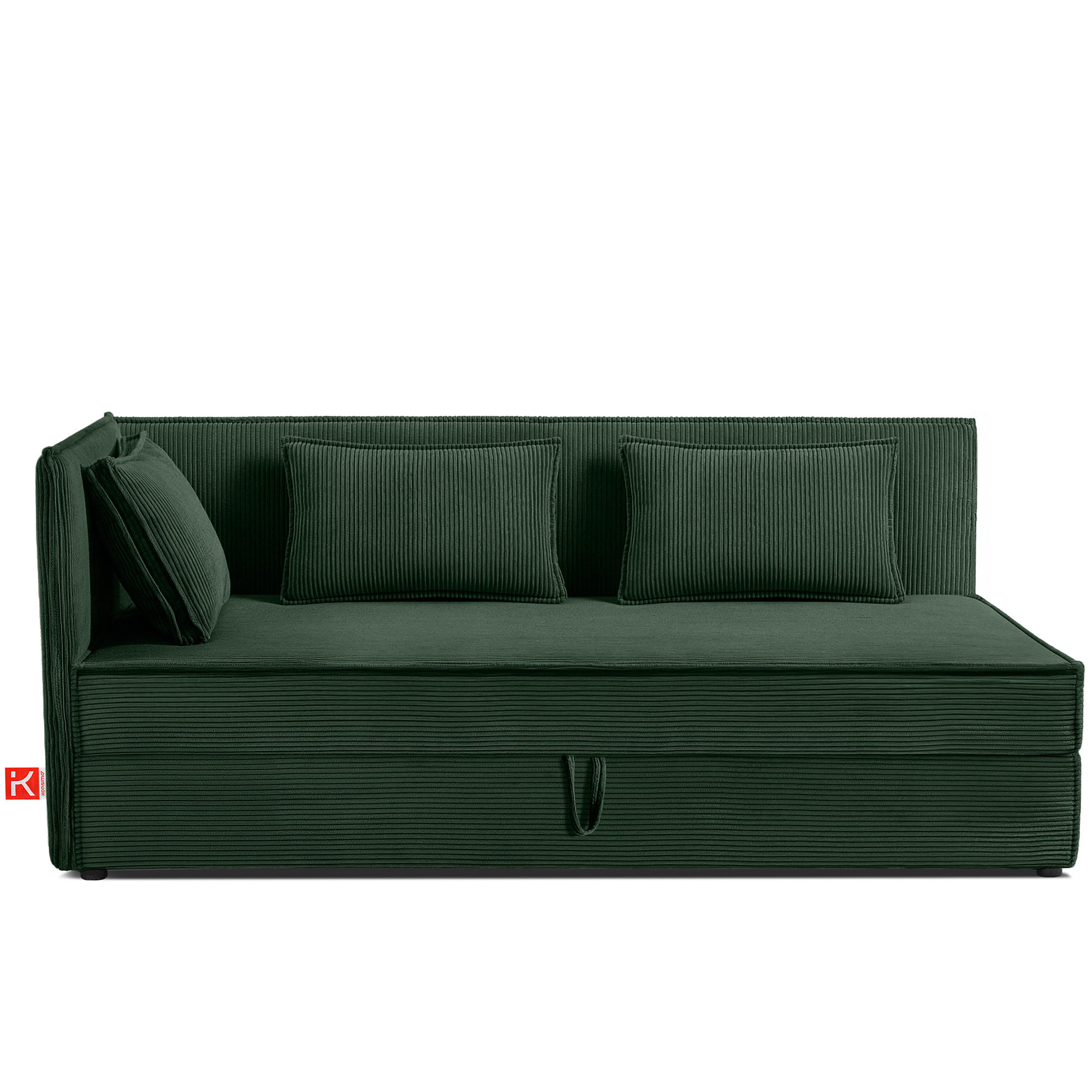 JUGENDBETT ROTI Einzelbett mit Bettkasten, 90x200cm, Bett mit Bonellmatratze, mit Rückenlehne - Dunkelgrün/Schwarz, Holz/Holzwerkstoff (92/200cm) - KONSIMO®