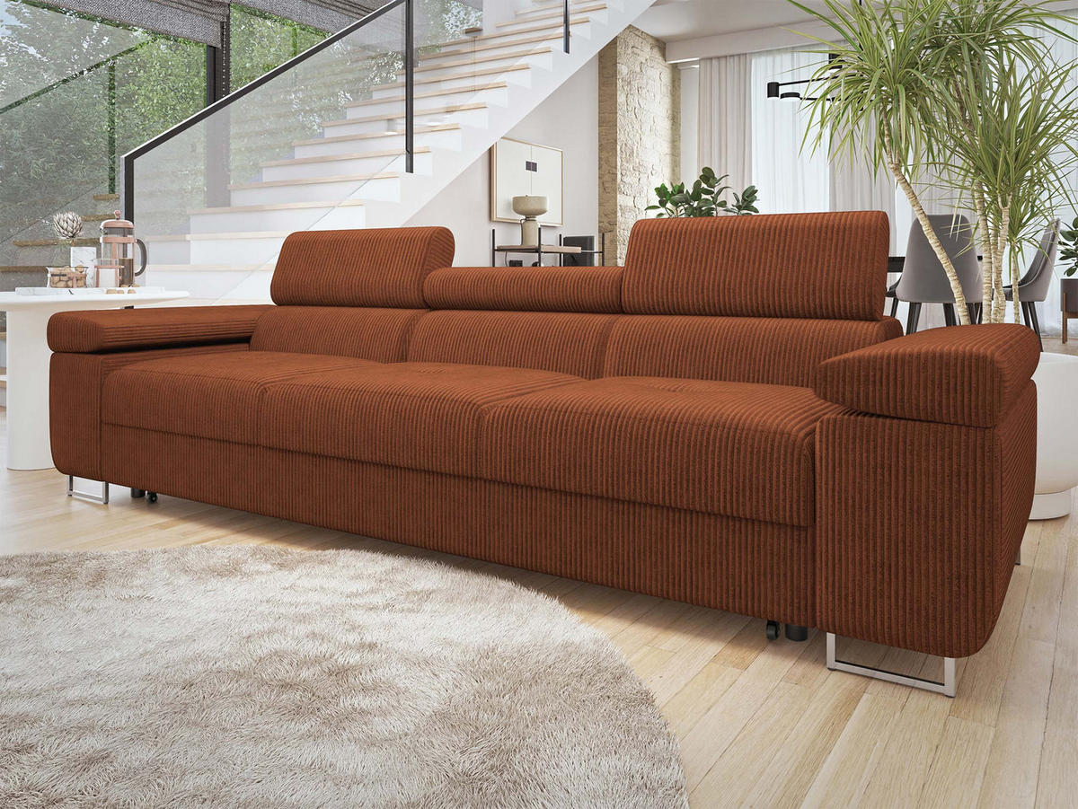 SCHLAFSOFA Torezio 3 Bis Cord - Braun, Holz/Textil (263/90/102cm) - MIRJAN24
